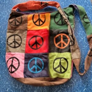 Large, peace stamped carry bag, for travel, beach.
